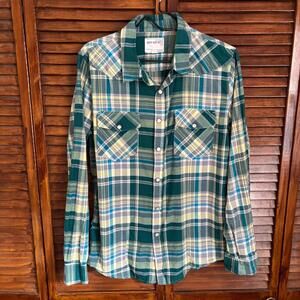 Warp And Weft Men' Western Plaid Shirt  - Snap Closure - Size Medium 38-40 Slim